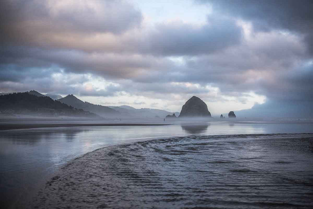 The coast on a mostly cloudy day