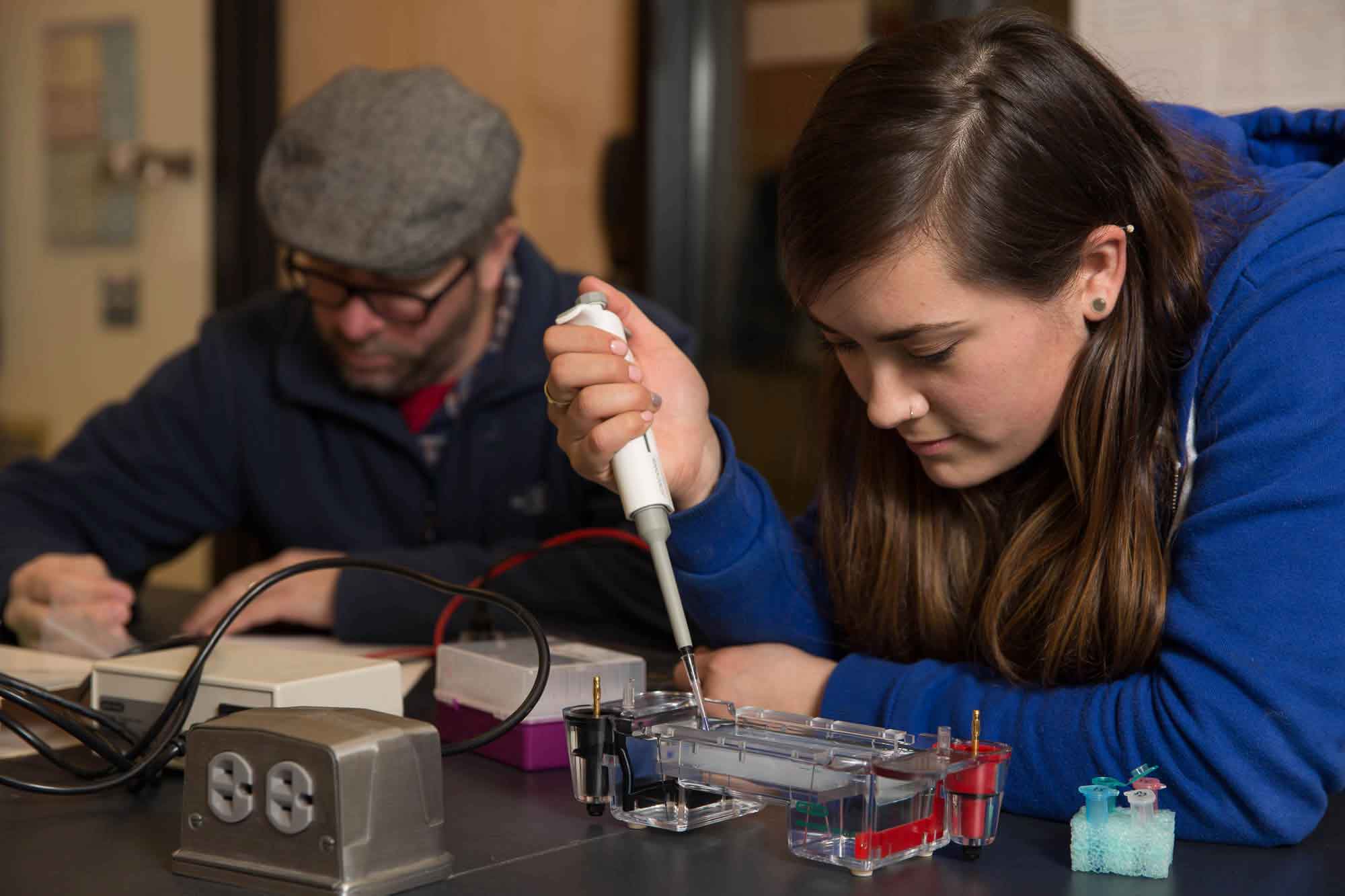 A student works on a titration project