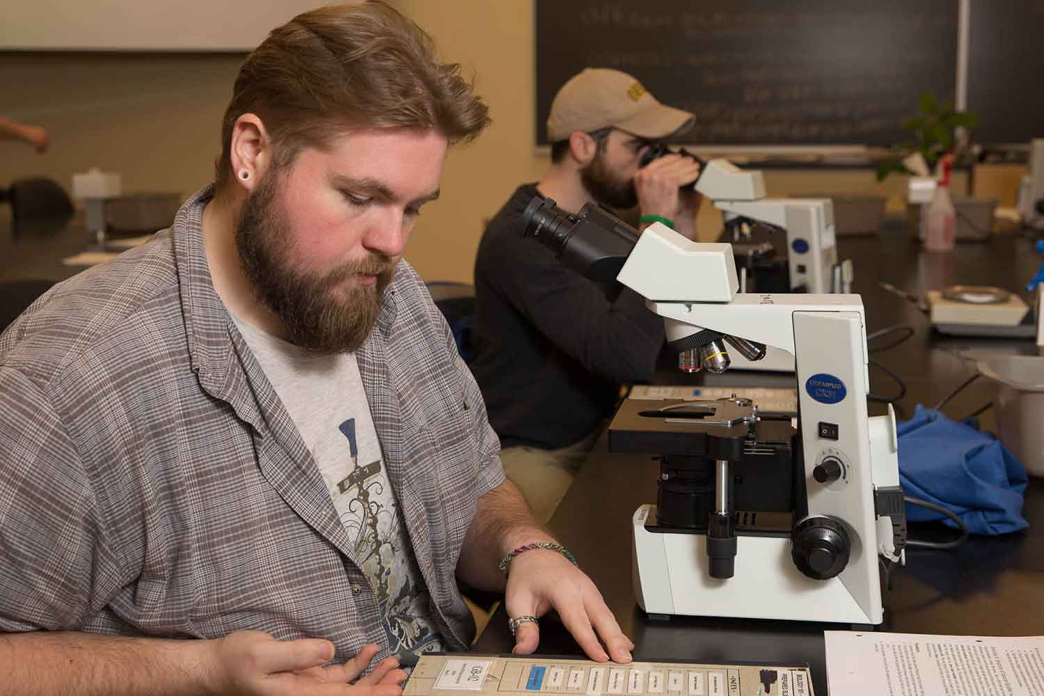 Students working in a science lab