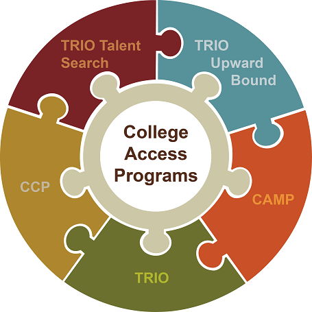 A jigsaw puzzle with the names of the College Access Programs