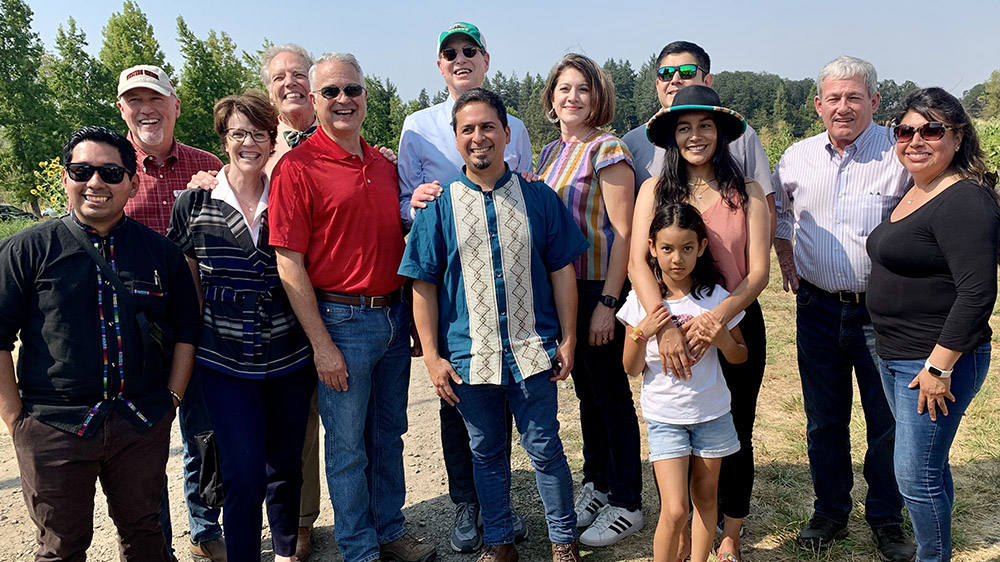 President Howard with Congresswoman Salinas (not pictured), Senator Wyden, OR reps Diehl and Anderson, former OR Rep. Teresa Alonso Leon, WOU president Peters, Salem-Keizer Superintendent Castaneda, and Jaime Arredondo of Capaces