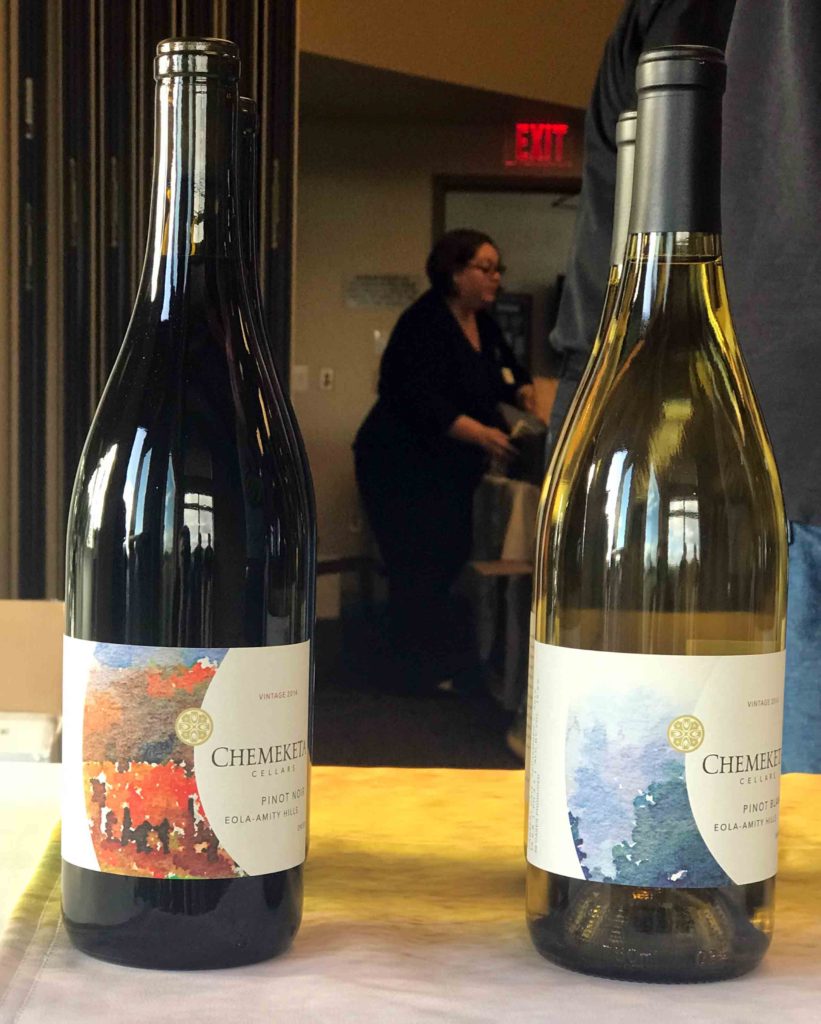 Two bottles of wine on a table from Wine Celebration 2018