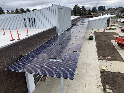 Photovoltaic panels installed on Ag Hub building