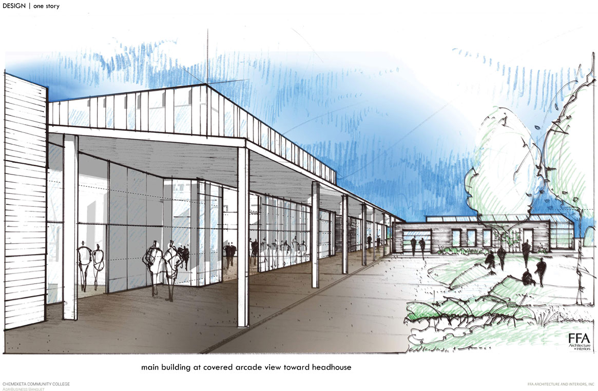 Architetcual concept drawing of Chemeketa Ag Sciences Complex building